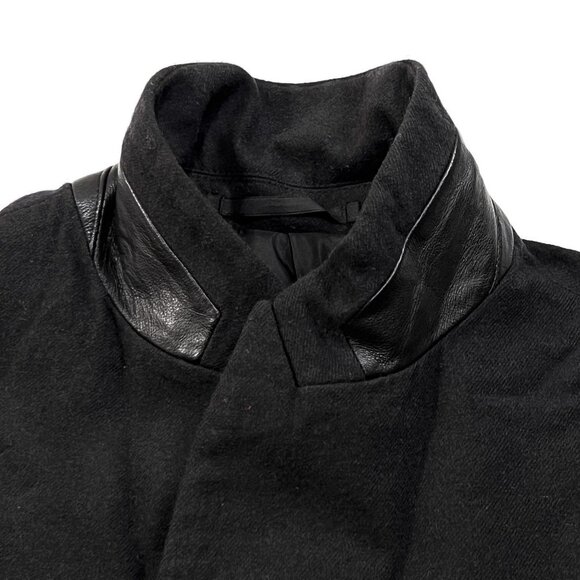 All Saints Italian Cloth Keene Blazer Mens 36 Black Leather Trim Wool Blend - Picture 9 of 9